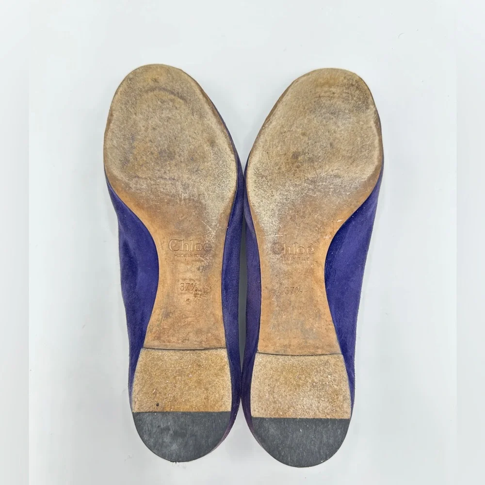 Chloé Suede Scalloped Accent‎ Ballet Flats suede purple ballerina 37.5 US 7.5